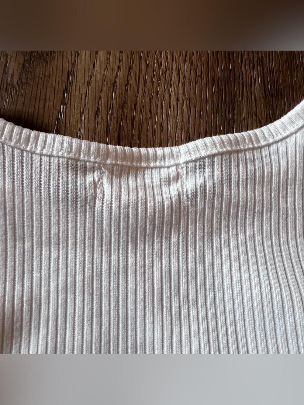 btween White Ribbed Twist-Front Top with Ruffle Trim - Picture 6 of 8